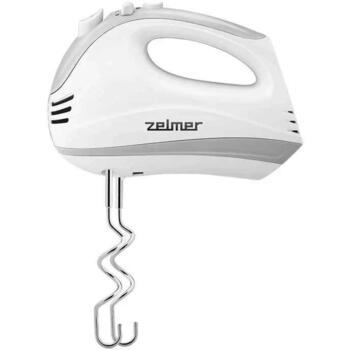 Zelmer ZHM1650 70104925P ручной миксер, 400 Вт, 5 скоростей, турбо, 2 венчика, 2 крюка для теста, нержавеющая сталь (70104925P)