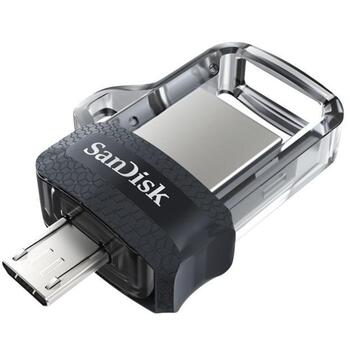 SanDisk USB флеш-накопитель 32 ГБ SDDD3-032G-G46, 150 МБ/с, USB Type-A, Micro-USB, черный, прозрачный (SDDD3-032G-G46)