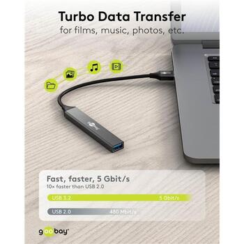 Goobay dokstacija 74456, 5 Gbit/s, 4 USB-A porti, gaiši pelēka (74456)