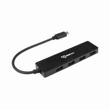 Sbox USB centrmezgls H-404C, 4xUSB A 3.0, 1xUSB C, 5 Gbps, melna krāsa, ABS plastmasa (H-404C)