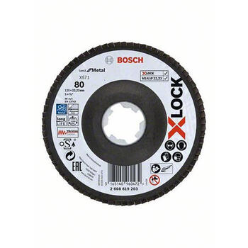 Шлифовальный, лепестковый диск X-LOCK X571 125 мм; 120 2608619204 BOSCH (2608619204)