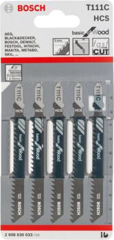 5 figūrzāģa asmeņi T 111 C, Figūrzāģiem FIGŪRZĀĢA ASMENS T 111 C BASIC FOR WOOD, 2608630033, BOSCH (2608630033)
