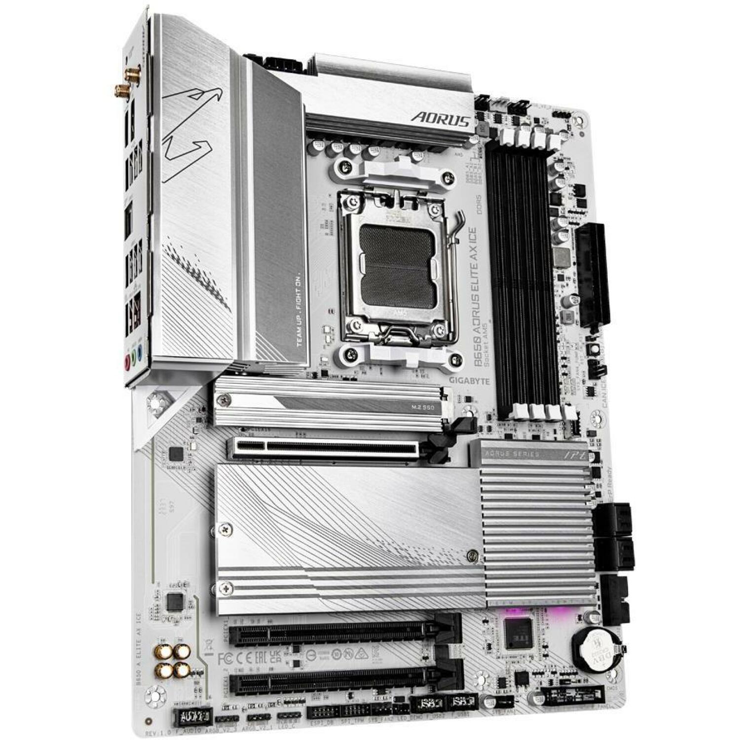 Gigabyte Mātesplate B650 A ELITE AX ICE, AMD Socket AM5, 12+2+2 fāzes VRM, 4 DIMM DDR5, 1 PCIe 5.0 M.2, 2.5GbE LAN, Wi-Fi 6E (B650 A ELITE AX ICE 1.1)