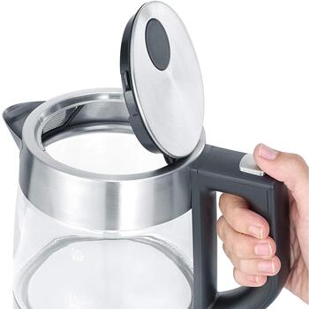 Severin Чайник WK 3468, 2200 W, 1 L, Стекло, Нержавеющая сталь, Автоматическое отключение, 360° Поворотная база (WK 3468)