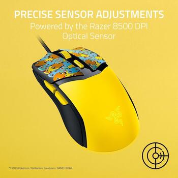 Razer Cobra RZ01-04650400-R3M1 spēļu pele, 8500 dpi, 6 pogas, optiskie slēdži Gen-3, Razer Chroma RGB, Pokémon Edition (RZ01-04650400-R3M1)