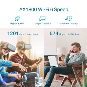 TP-Link RE605X bezvadu signāla pastiprinātājs, AX1800, Wi-Fi 6, 574+1201Mbps, 2.4+5GHz, Gigabit ports, OneMesh, AP režīms (RE605X)