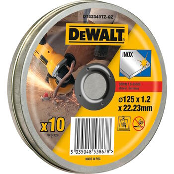 Dewalt Режущий диск DT42340TZ-QZ, 125mm, 1.2mm, 22.23mm, 10 шт., металлический корпус, тонкая резка (DT42340TZ-QZ)