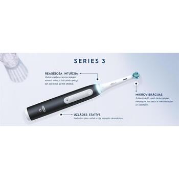 Oral-B elektriskā zobu birste iO3 Matt Black Ice Blue, 2 galviņas, 3 režīmi, uzlādējama, pieaugušajiem, ceļojuma maciņš (iO3 Matt Black Ice Blue)