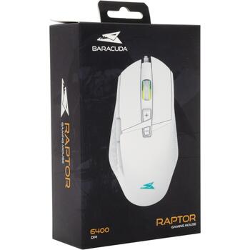 Baracuda Мышь BGM-051 RAPTOR-W, 8D, 6400 DPI, 125Hz, 12G, USB 2.0, 1.5m, LED 4 цвета, пластик (RAPTOR-W)