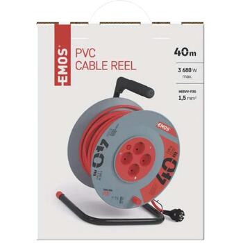 Emos Удлинитель P09240, 40 м, 4 розетки, 230 В, 1,5 мм2, IP20, H05VV-F, термозащита (P09240)