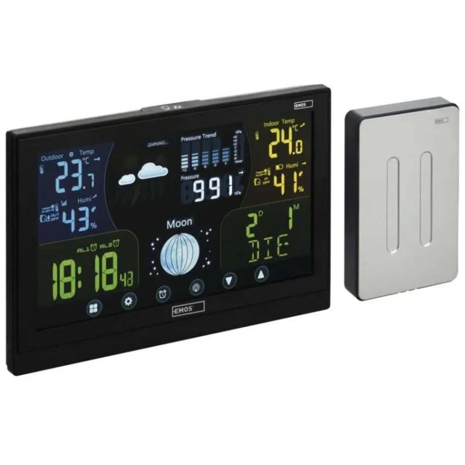 Emos Домашняя беспроводная метеостанция E6018, 2x1,5V AAA, 3x1,5V AAA, 100m, 433MHz, DCF, LED подсветка (E6018)