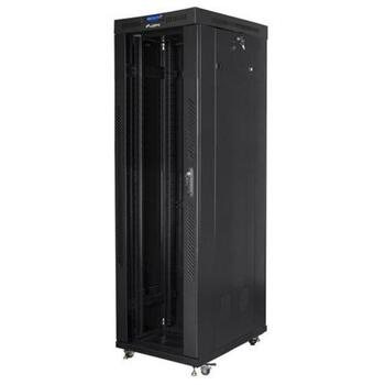 Lanberg Instalācijas skapja statīvs 19 42U 600mm, 800kg, stikla durvis, IP20, 2 ventilatoru vietas, 4 vertikālās sliedes (FF01-6042-12BL)