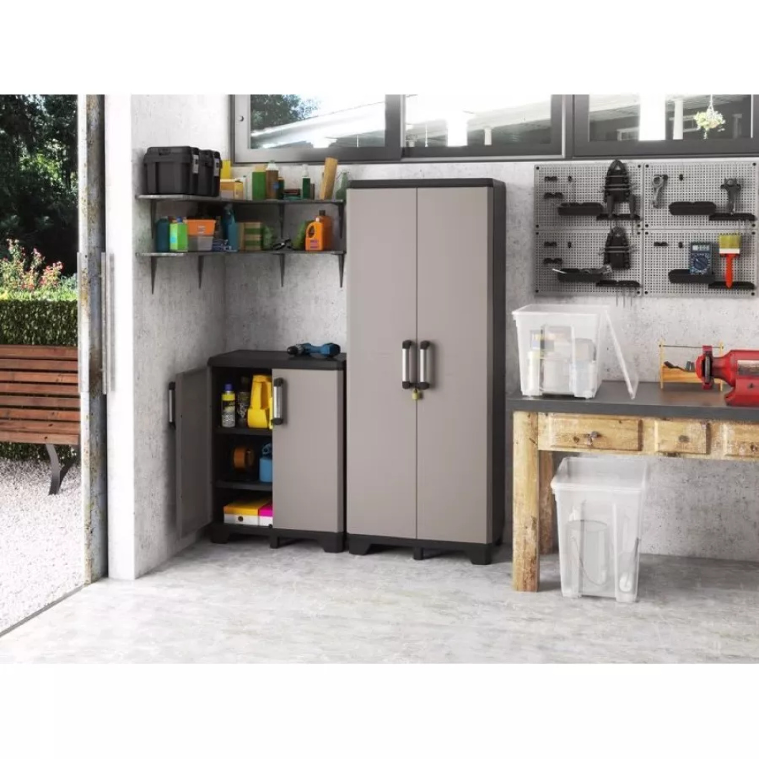 Keter Skapis Pro Tall Cabinet 30210847, 68x39x173cm, pelēks/melns (30210847)