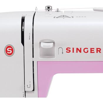 Singer Šujmašīna SIMPLE 3223, 23 dūrieni, 1 pogas caurums, 750 dūrieni/min, balta/rozā, automātiska diegu ievilkšana (3223)