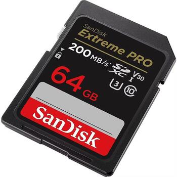 Sandisk Extreme PRO карта памяти SDSDXXU-064G-GN4IN, 64GB, SDXC, UHS-I, U3, V30, Class 10, 200MB/s чтение, 90MB/s запись (SDSDXXU-064G-GN4IN)