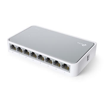 TP-Link TL-SF1008D сетевой коммутатор неуправляемый 8× 10/100 Mbps fanless компактный чёрный (TL-SF1008D)