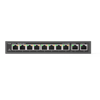 Ruijie RG-ES110D-P 8-портовый PoE+ коммутатор, 10/100Mbps, 6кВ, 5.6Gbps, 110W, черный (RG-ES110D-P)