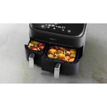 Philips NA351/00 karstā gaisa friteris, 9L, 2750W, 220-240V, 50Hz, 2 grozi, 8 programmas, skārienjutīgs, LED displejs, pelēks (NA351/00)