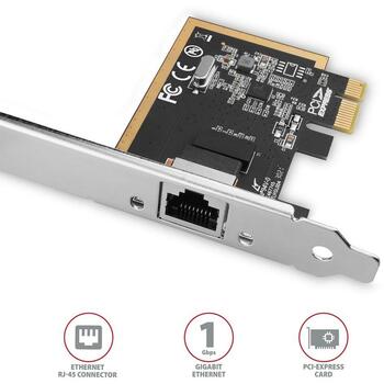 Axagon сетевая карта PCEE-GRF 1GBE 1порт, PCIe 1.1, 10/100/1000 Mbit/s, Realtek RTL8111, монтажная рама, блок питания (PCEE-GRF)