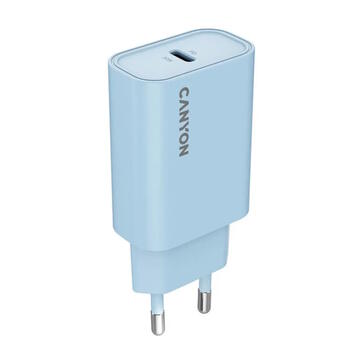 Kompakts sienas USB lādētājs ar 30 W maksimālo jaudu un 1×PD USB C portu OnCharge 30CL Max Power 30W EU Zils CNE-CHA30CLLBL CANYON (CNE-CHA30CLLBL)