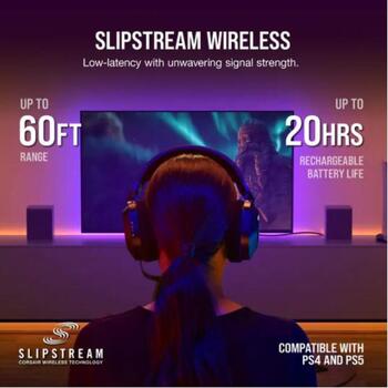 Corsair spēļu austiņas HS80 RGB CA-9011235-EU, 50 mm, 32 Ohm, 20-40000 Hz, 2.4 GHz, 20 h, Dolby Atmos, RGB, mikrofons (CA-9011235-EU)