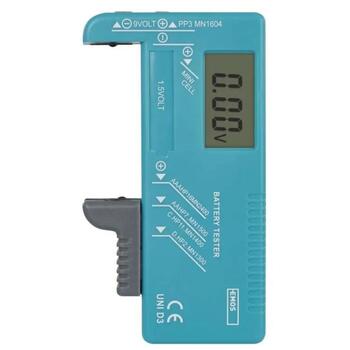 Emos Универсальный тестер батарей N0322, 110x60x25mm, 1 шт, LCD, AAA, AA, C, D, 9V, кнопочная (N0322)
