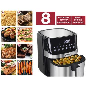 Beper Gaisa fritieris P101FRI070, 1700W, 7l, 8 programmas, 80-200°C, elektronisks panelis, nelīpošais pārklājums (P101FRI070)