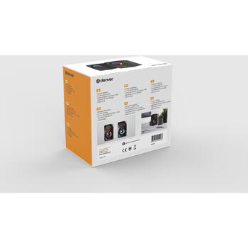 Denver Игровые колонки 123040000000, 2 x 3W RMS, RGB подсветка, USB подключение, 3,5mm аудио разъем (123040000000)