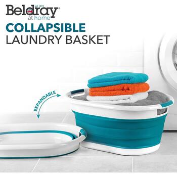 Beldray LA034816TQFEU7 Складная корзина для белья, 37 л, 62x44x8.3 см, пластик, белый/синий (LA034816TQFEU7)