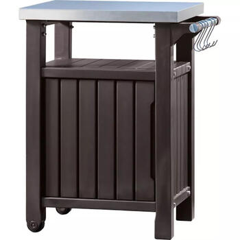 Keter Unity 105L grila galds, 29202663590, brūns, 105L, 82x52x90cm, 2 riteņi, kompozītmateriāls (29202663590)