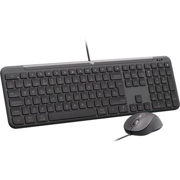 Logitech Проводной комплект MK620 920-013349, 1.80m, 0.95kg, 400-4000 DPI, USB Type-C, Тихие щелчки, Эргономичная мышь (920-013349)