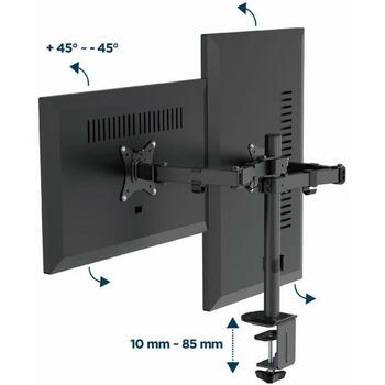Gembird LCD монитор крепление MA-D2-03, 17-32'', 9 кг, 75 x 75 мм, 100 x 100 мм, 2 дисплея, черный (MA-D2-03)