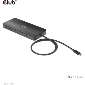 Club3D док-станция CSV-1581, Thunderbolt 4, 3x Thunderbolt 4, 3x USB 2.0, 1x RJ-45, 140 W, 1000 Mbit/c, черный (CSV-1581)