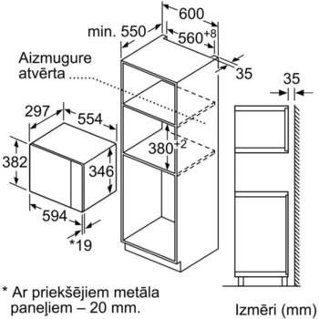 Bosch СВЧ-печь BFL520MB0, 20 л, 800 Вт, черный, 5 уровней мощности, нержавеющая сталь внутри (BFL520MB0)