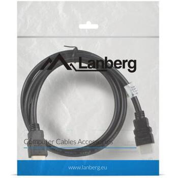 Lanberg HDMI kabelis CA-HDMI-10CC-0150-BK, 15 m, 4K atbalsts, vīrišķie savienotāji, Ethernet kanāls (CA-HDMI-10CC-0150-BK)