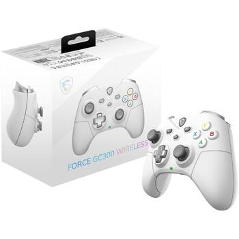Msi игровой контроллер FORCE GC300 W WHITE, 2.4 GHz, USB 2.0, 20 ч работы от аккумулятора, 230 г, белый, Bluetooth, силовой кабель (FORCE GC300 W WHITE)