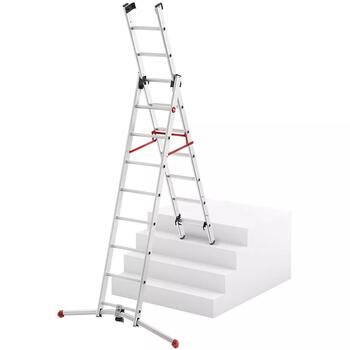 Hailo S100 ProfiLOT 039309507, kombinējamās kāpnes, alumīnijs, 2x9+1x8 pakāpieni, 150kg, 658cm, LOT sistēma (039309507)