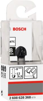 Divpus.pusap.frēze, HM R=6 mm, l=9,5 mm,kāts 8mm, Rokas frēzēm, malu frēzēm IELIEKTO GROPJU FRĒZE STANDARD FOR WOOD, 2608628368 BOSCH (2608628368)