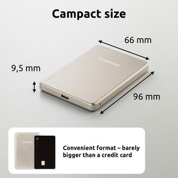 Intenso Power Bank 7344021 5000 мАч, 15 Вт беспроводная зарядка, 20 Вт USB-C PD, совместим с MagSafe, шампанское (7344021)