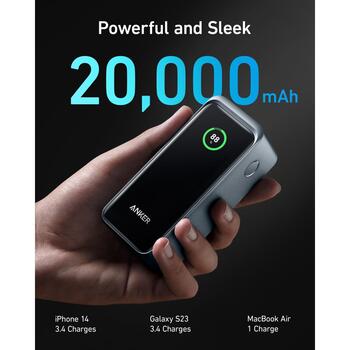 Anker Power Bank A1336011, 20000 мАч, 200 Вт, 2xUSB-C, 1xUSB-A, быстрая зарядка, дорожный чехол (A1336011)