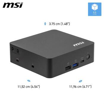 MSI Мини-ПК Cubi NUC AI+ 3MG-003BEU, Intel Core Ultra 9 386H, 4.9 ГГц, 16 ядер, 18 МБ, DDR5 SO-DIMM, 128 ГБ, 2x Thunderbolt 4 (Cubi NUC AI+ 3MG-003BEU)