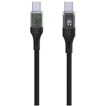 Fixed USB-C kabelis FIXDD-CC12-BK, 1.2m, 100W, USB 2.0, PD, LED displejs, pīts, caurspīdīgi savienotāji, melns (FIXDD-CC12-BK)