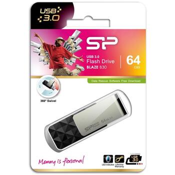 Silicon Power Blaze B30 USB флеш-накопитель SP064GBUF3B30V1K, 64 ГБ, USB 3.0, черный, 256-bit AES, 0-70 °C (SP064GBUF3B30V1K)