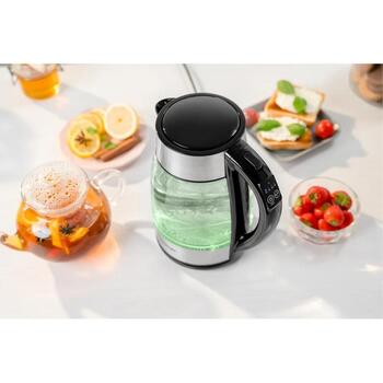 Zelmer ZCK8026 электрический чайник, 71504818P, 1.7л, 2200Вт, 4 темп., стекло/нерж. сталь, черный/прозрачный, автоотключение (71504818P)