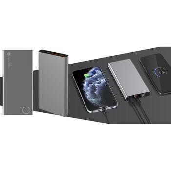 Navitel Lādētājs-akumulators PWR10 AL Silver, 10000mAh 3.7V 37Wh, 22,5W, USB-C 5V 2,6A, 9V 2A, 12V 1,5A, Mikro USB 5V 2A, 9V 2A (PWR10 AL Silver)