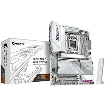 Gigabyte Dēlma X870E A ELITE WF7 ICE, AMD Socket AM5, 4 DIMM DDR5, 4 M.2, 2.5GbE LAN, Wi-Fi 7, 16+2+2 fāzes VRM (X870E A ELITE WF7 ICE 1.2)