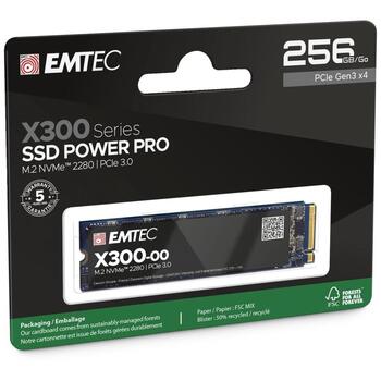 Emtec SSD M2 NVMe PCIe 3 X300 256GB Power Pro ECSSD256GX300, 256 GB, 2500 MB/s, 1200 MB/s, NVMe PCIe Gen 3.0 x4, M.2 2280 (ECSSD256GX300)