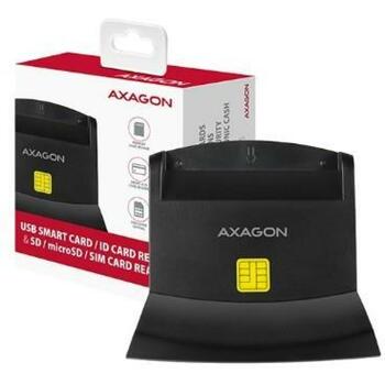 Axagon Считыватель смарт-карт CRE-SM2, USB 2.0, кабель 1.3 м, поддерживает SIM, microSD, SD карты, черный (CRE-SM2)