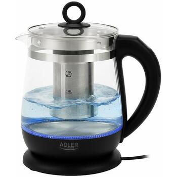 Adler Чайник AD 1299b, 2200 W, 1.5 L, стекло, 360° вращающаяся база, LED подсветка, автоматическое отключение (AD 1299b)