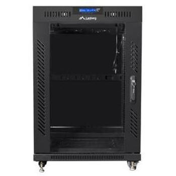 Lanberg Rack Kaste 19'' 15U FF01-8015-12BL, 800mm, 1000mm, 905mm, 800kg, LCD displejs, 4 ventilatori 230V, stikla durvis (FF01-8015-12BL)